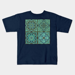 Moroccan Tiles - teal Kids T-Shirt